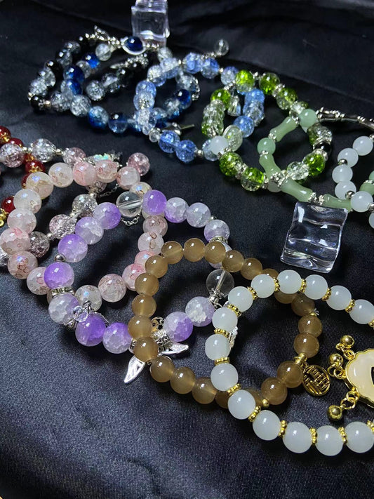 Irisbeauty Colorful Glass Stretch Bracelet Open Lucky Bags in Live Stream